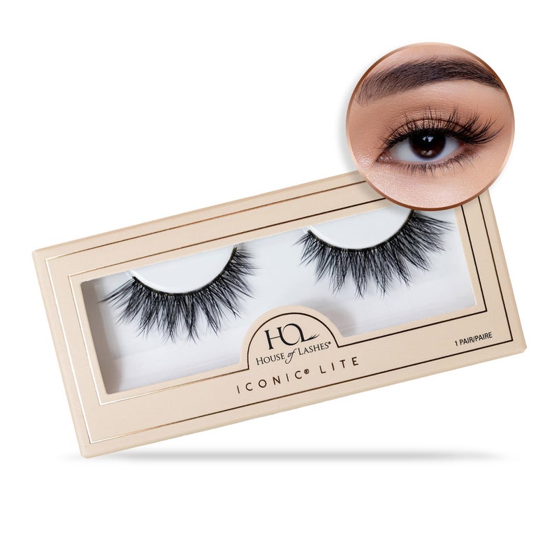 House of Lashes Iconic Lite False Eyelashes  Comfortable Fake lashes for Bold Daring Look Easy and Reusable Faux Mink Lashes for All Eye Shapes